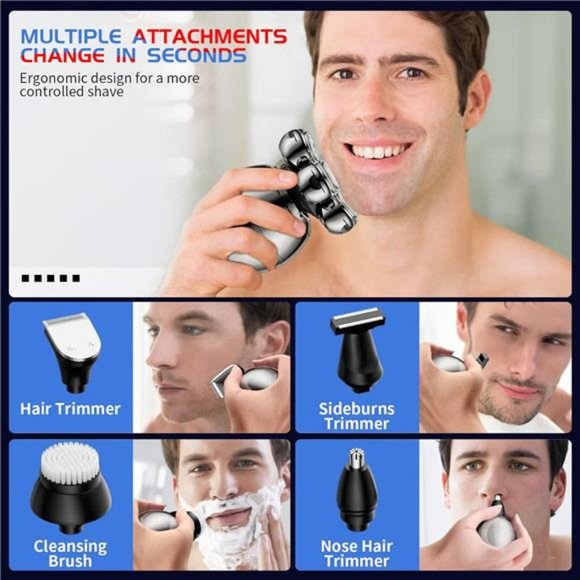 Electric Bald Head Shaver, Upgrade 5 in 1 Head Shavers for Bald Men,with Trimmer - Picture 2 of 6